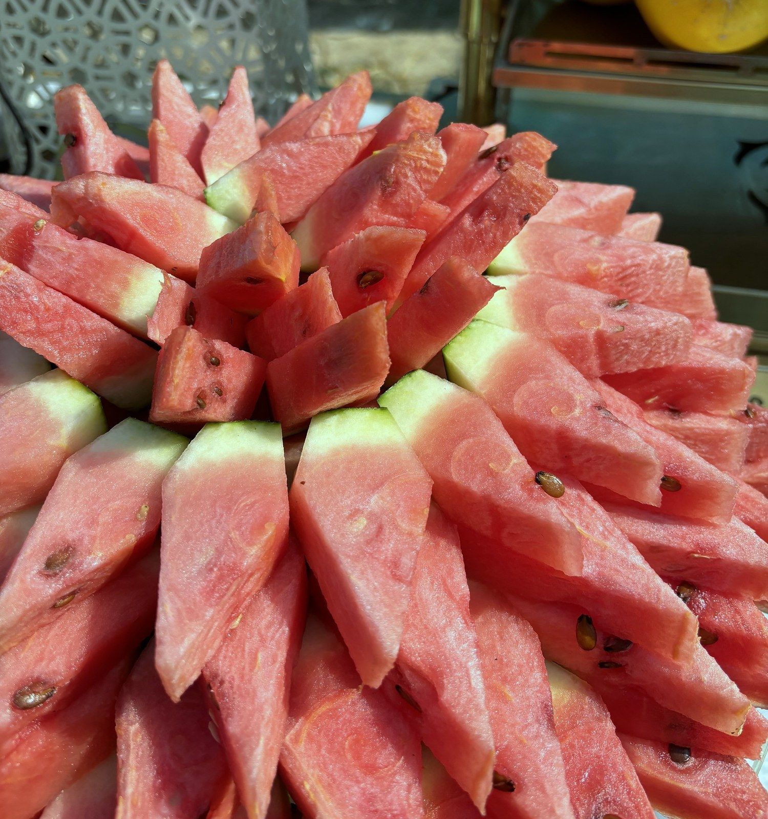 Watermelon carved into a flower