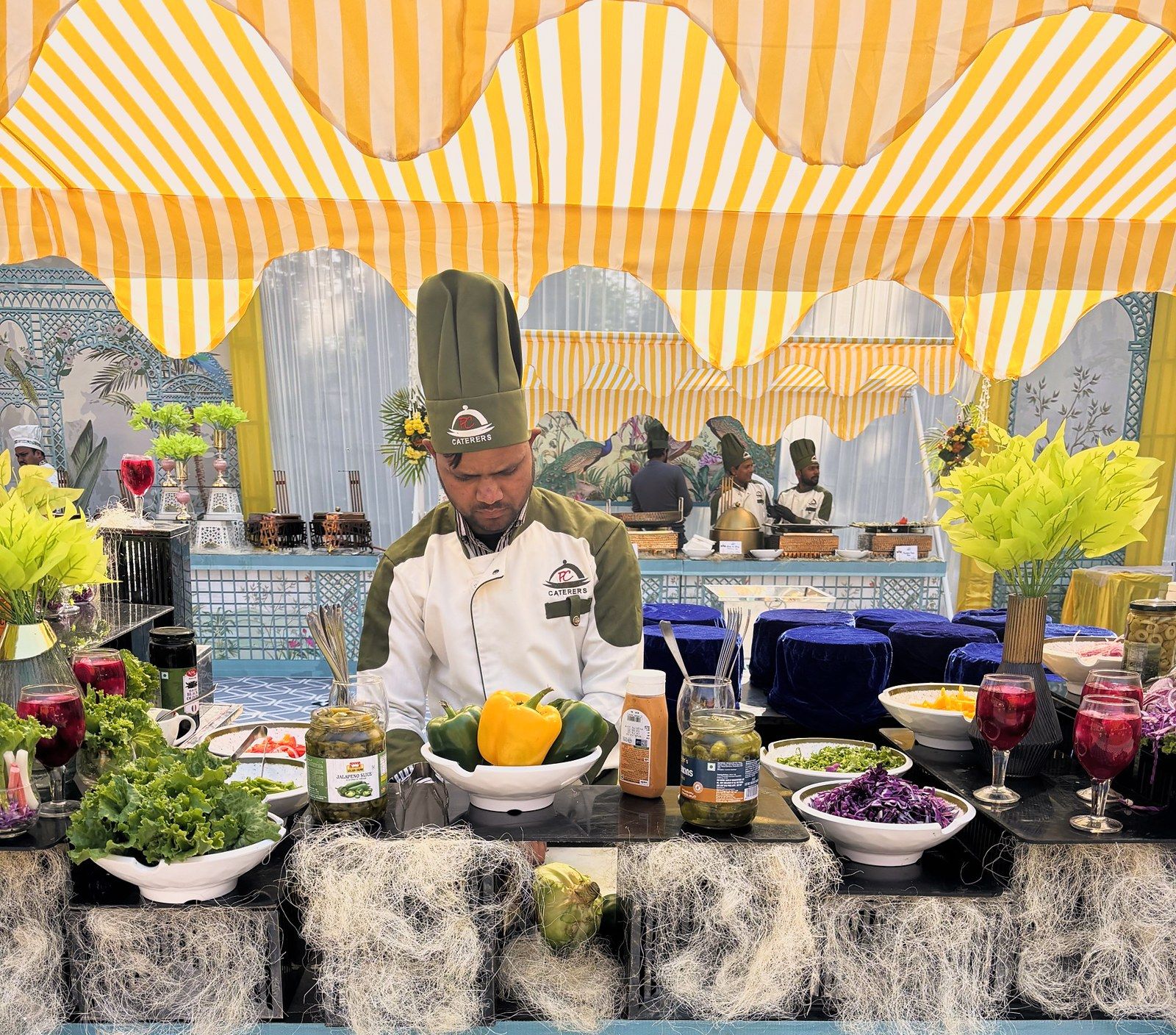 Live counter under an awning in daylight