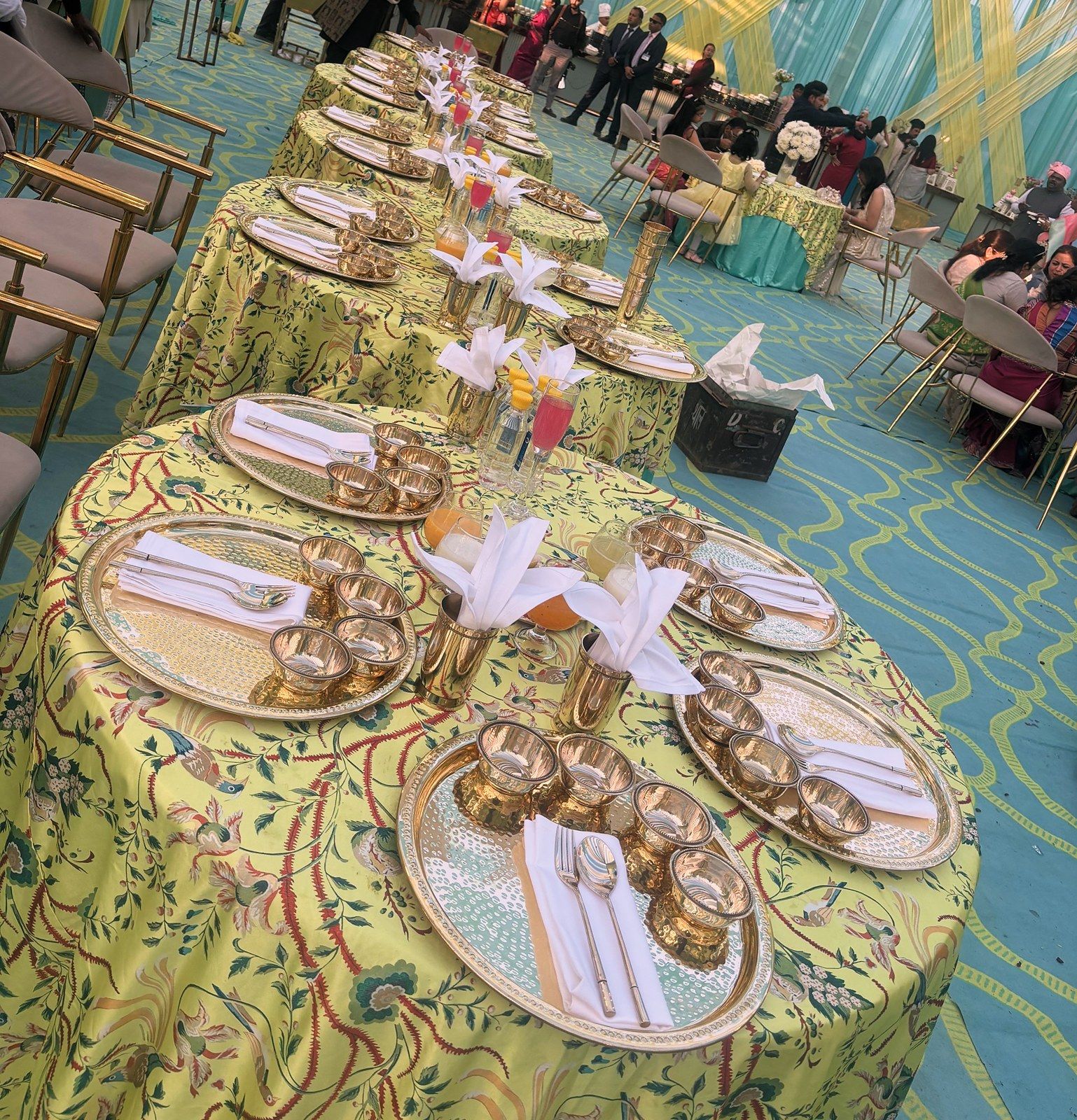 Silver thali table setting
