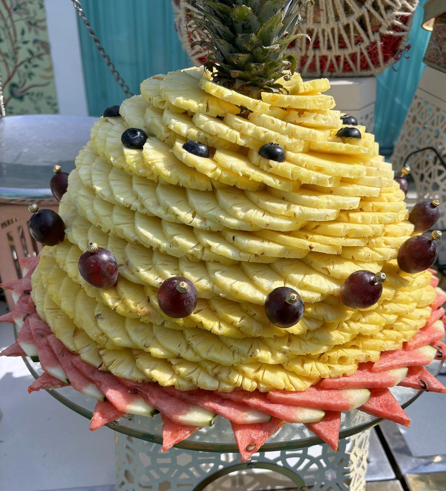 Pineapple carved for the fruit counter