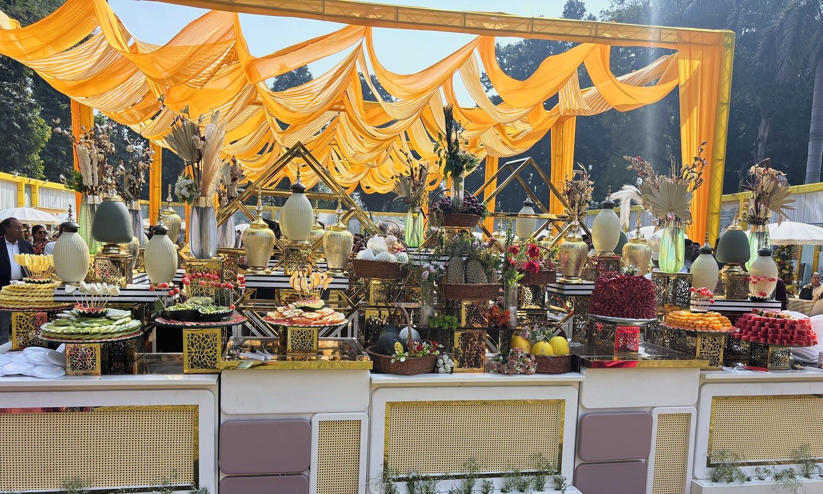 Daytime function under yellow drapes